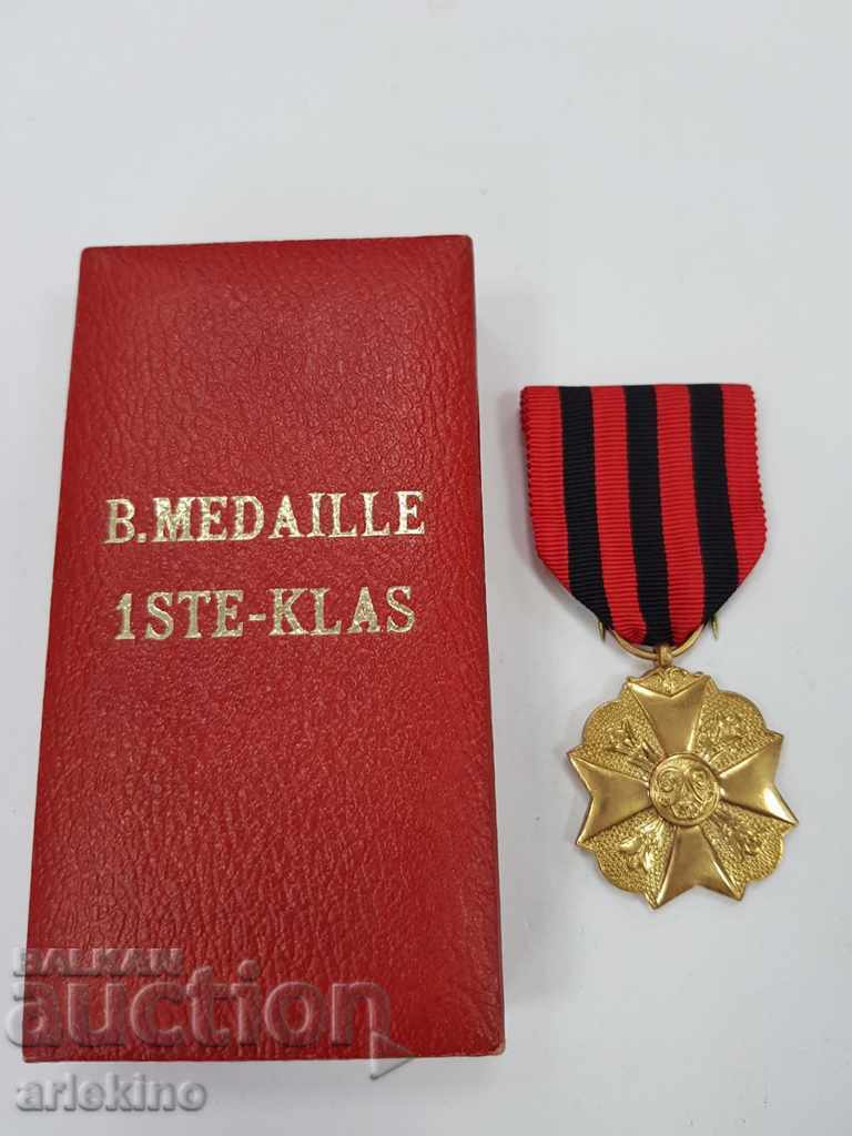 Medalie de bronz belgiană de colecție cu cutie