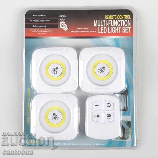 3 τεμ. Λαμπτήρες LED με τηλεχειριστήριο και χρονοδιακόπτη και ρυθμιστή
