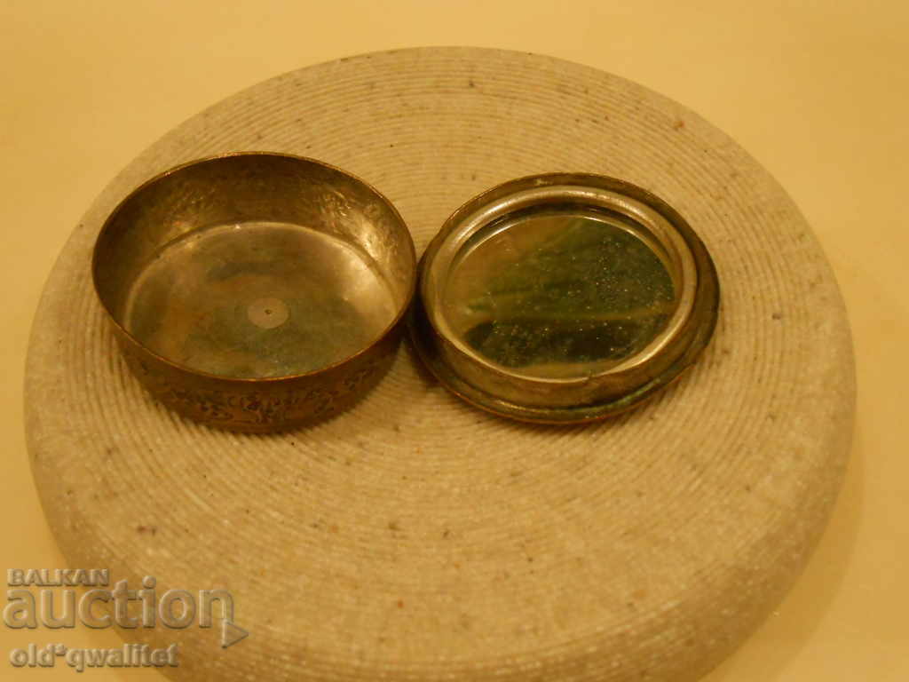 Very rare antique box painted mother of pearl with a mirror - 6