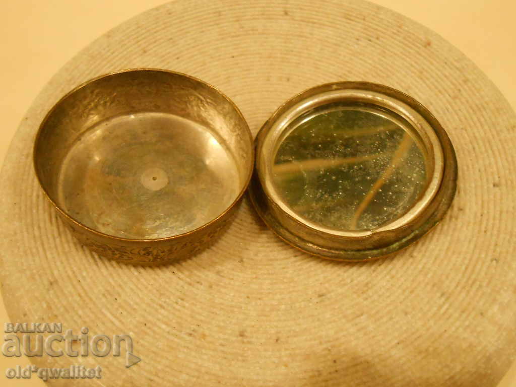 Very rare antique box painted mother of pearl with a mirror - 7