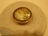 Very rare antique box painted mother of pearl with a mirror