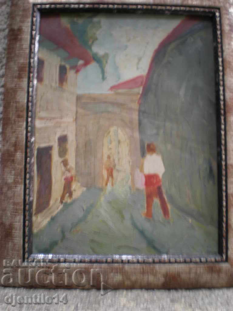 Painting, oil, canvas on cardboard