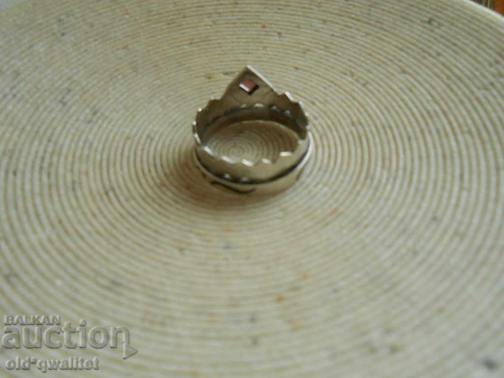 Silver RING with Ruby, 925 Silver and 585 Gold - 5 Silver RING with Ruby, 925 Silver and 585 Gold - 5