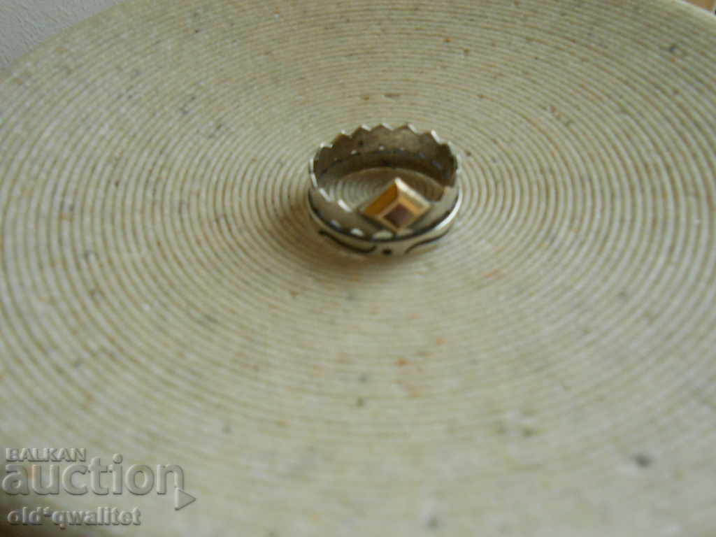 Silver RING with Ruby, 925 Silver and 585 Gold - 7 Silver RING with Ruby, 925 Silver and 585 Gold - 7