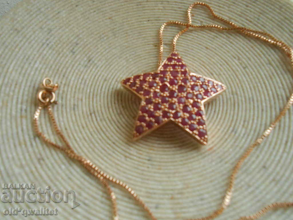 Auction Silver Necklace gilding Silver 925 natural Ruby Auction Silver Necklace gilding Silver 925 natural Ruby