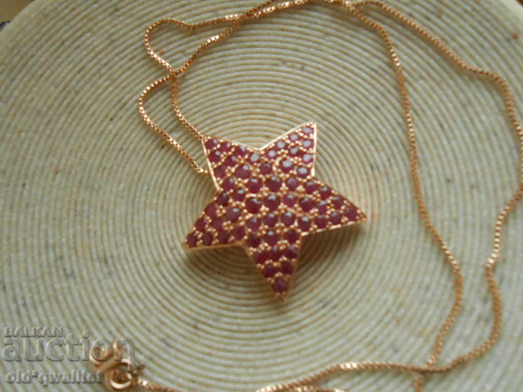 Delivery of Silver Necklace gilding Silver 925 natural Ruby Delivery of Silver Necklace gilding Silver 925 natural Ruby