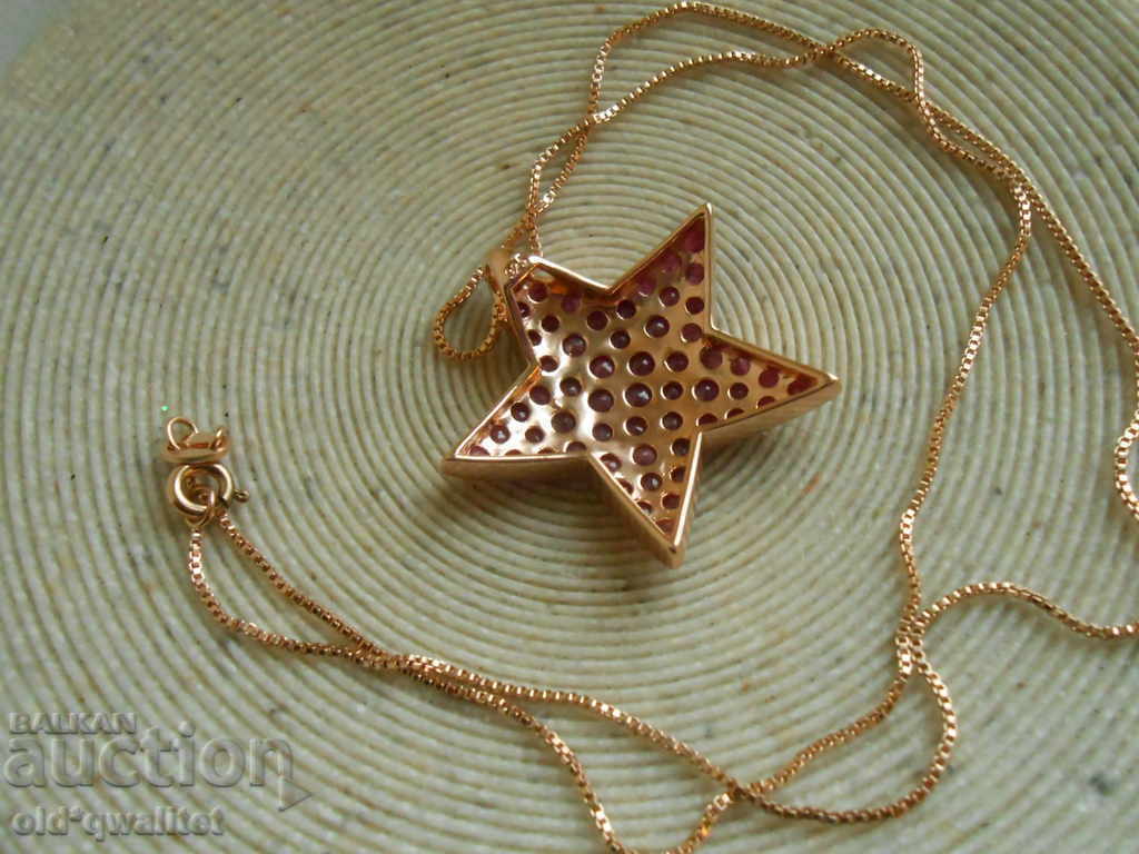 Silver Necklace gilding Silver 925 natural Ruby - 5 Silver Necklace gilding Silver 925 natural Ruby - 5