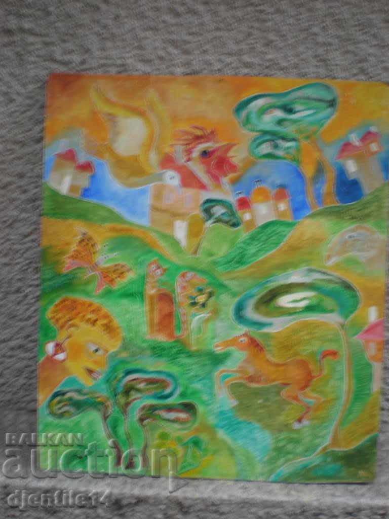 Pictură, ulei, fazer, semnat.