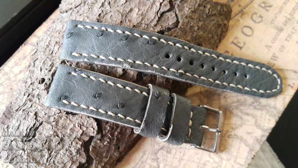 watch strap 20mm from Ostrich, handmade 647