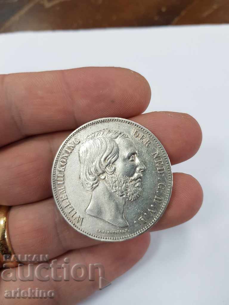 Rare Dutch silver coin 2 1/2 G 1858 - 5 Rare Dutch silver coin 2 1/2 G 1858 - 5