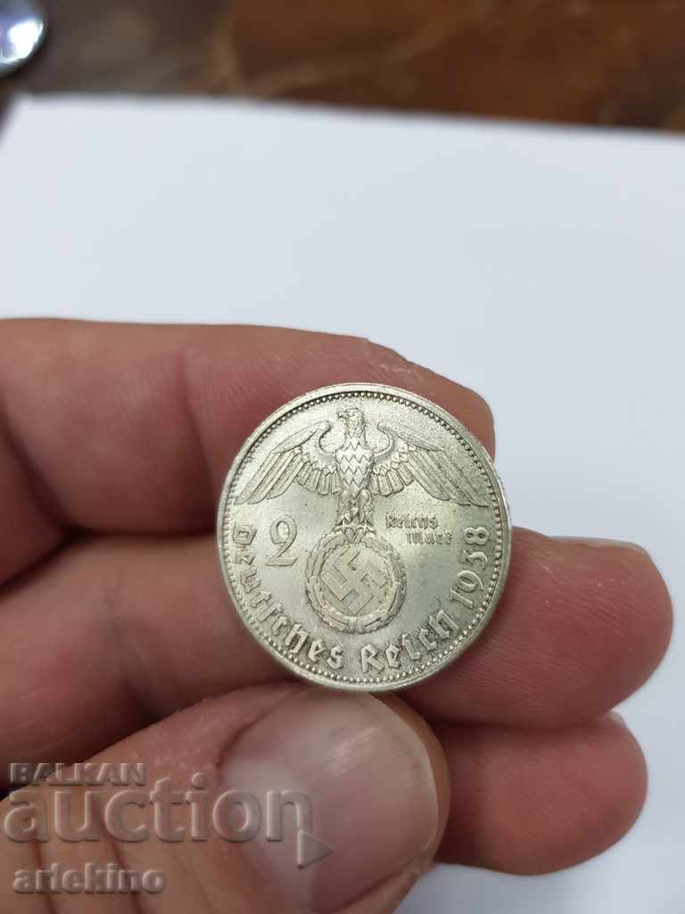 Collectible silver German coin 2 stamps 1938 with price 60.00 BGN | € 30.68 Collectible silver German coin 2 stamps 1938 with price 60.00 BGN | € 30.68