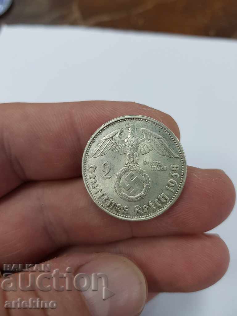 Auction Collectible silver German coin 2 stamps 1938 Auction Collectible silver German coin 2 stamps 1938