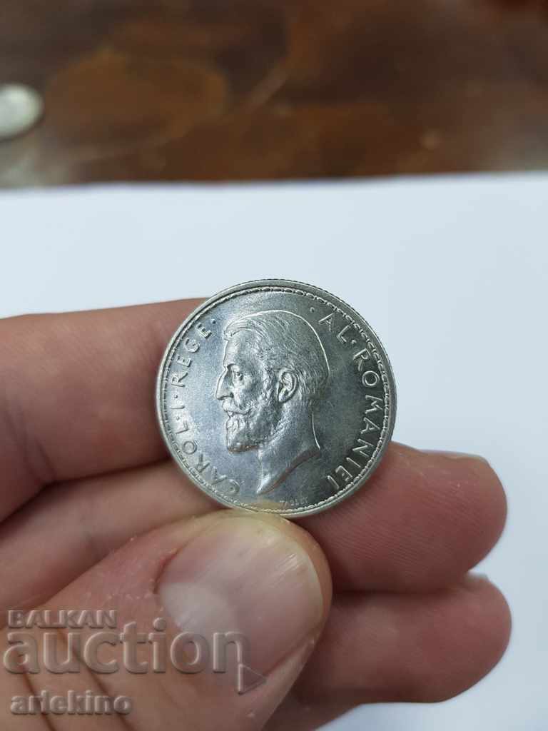 Топ качествена румънска сребърна монета 2 леи 1914 - 6