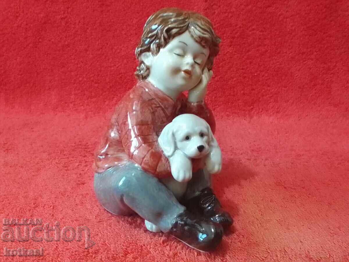 Old porcelain figure Boy with a dog with price 125.50 BGN | € 64.17