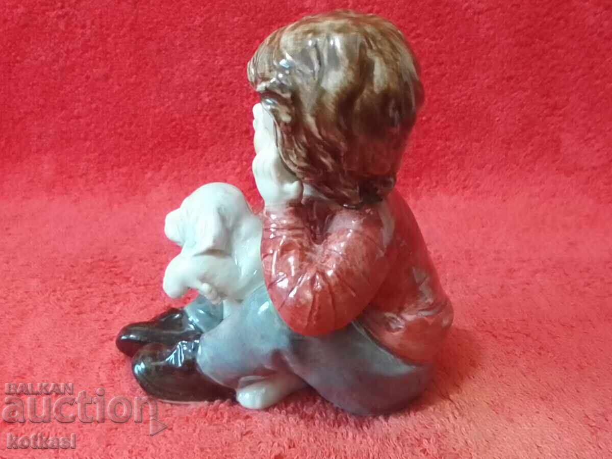 Old porcelain figure Boy with a dog - 5