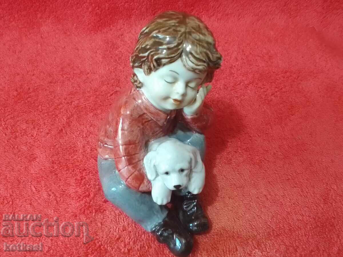 Old porcelain figure Boy with a dog - 7