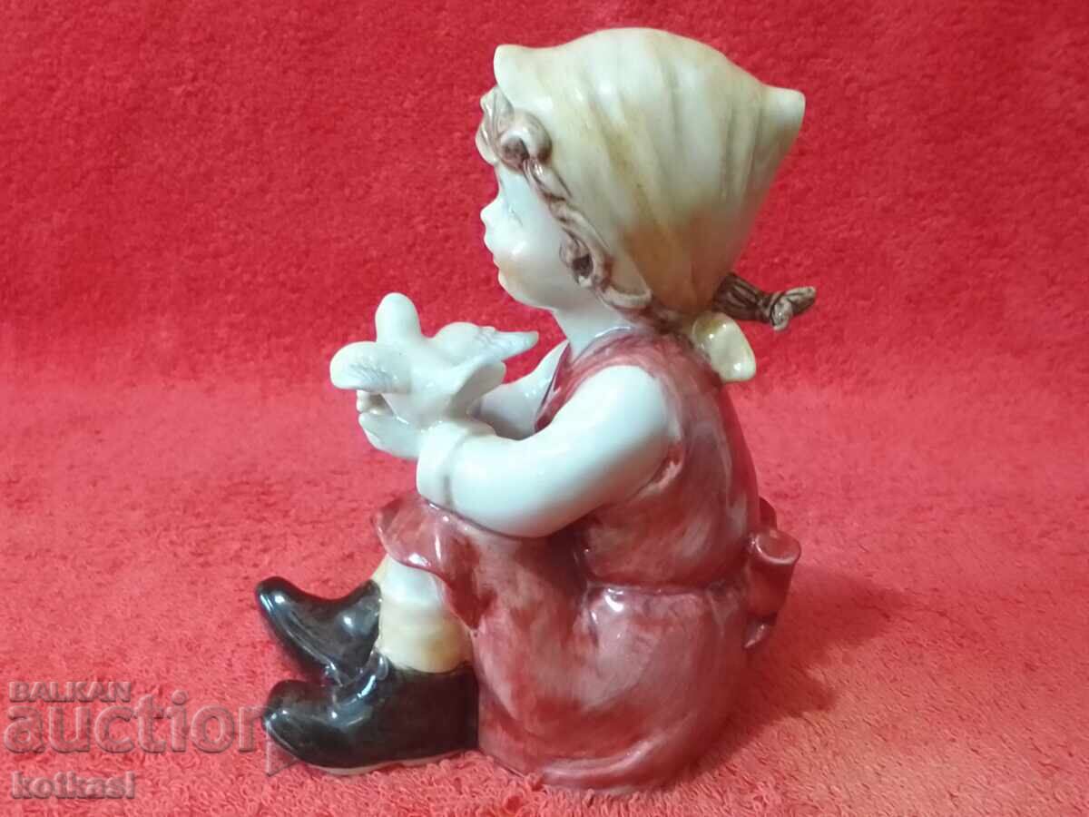Old porcelain figure Girl with a dove - 5 Old porcelain figure Girl with a dove - 5