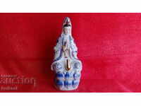 Old Porcelain Figure Woman Praying Buddha Asia