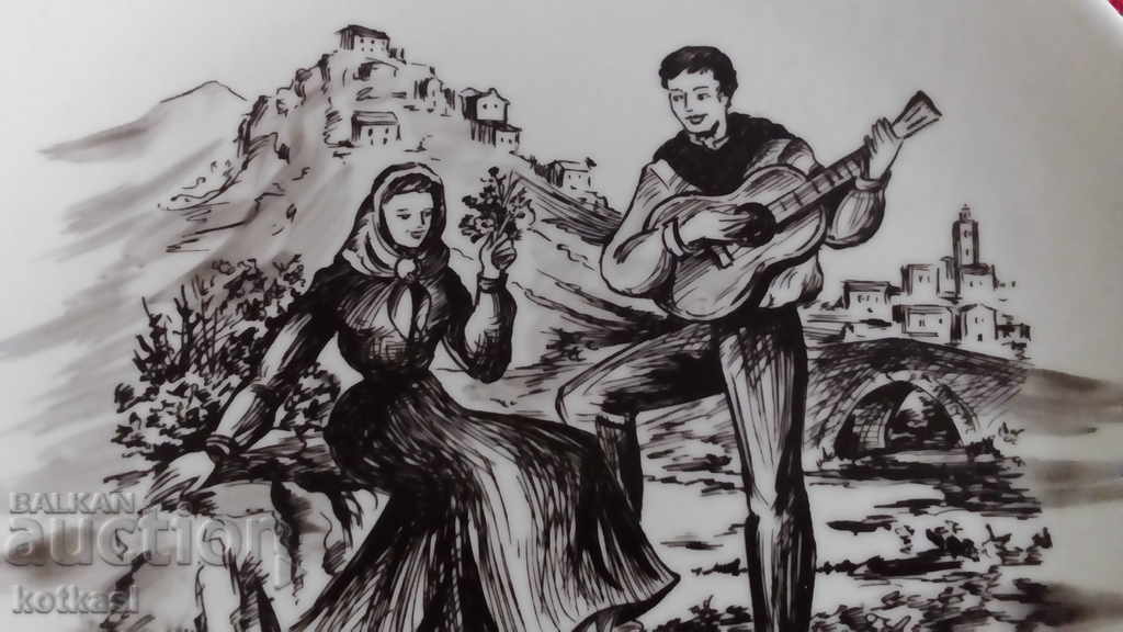 Delivery of Old porcelain plate Musician Girl Song France Delivery of Old porcelain plate Musician Girl Song France