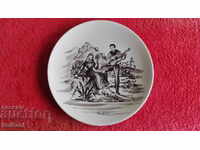 Old porcelain plate Musician Girl Song France