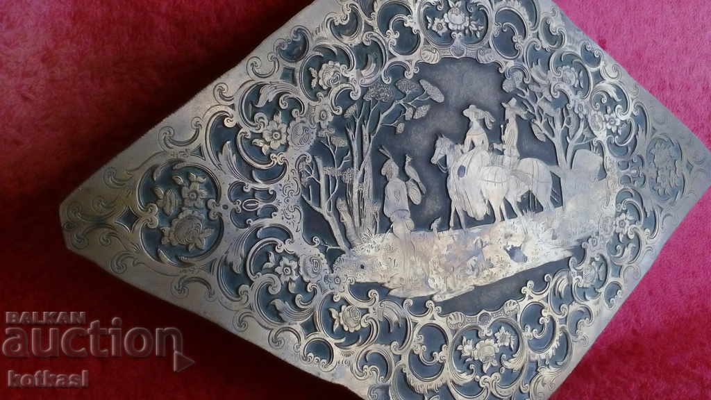 Old copper bronze panel Horses Men Woman Hunting dog - 5 Old copper bronze panel Horses Men Woman Hunting dog - 5