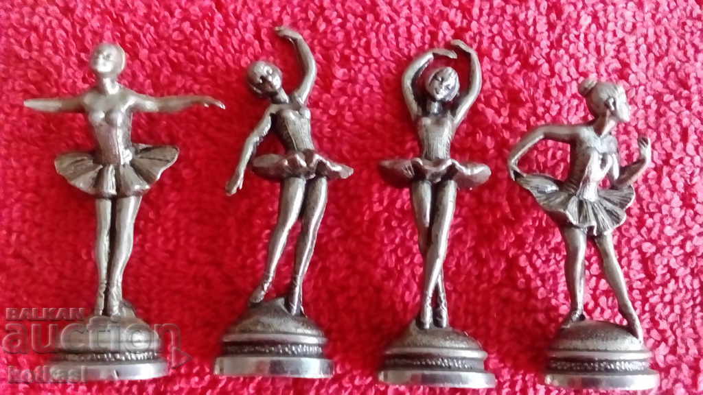 Lot 4 pcs. old metal alloy figures ballerinas