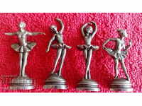 Lot 4 pcs. old metal alloy figures ballerinas