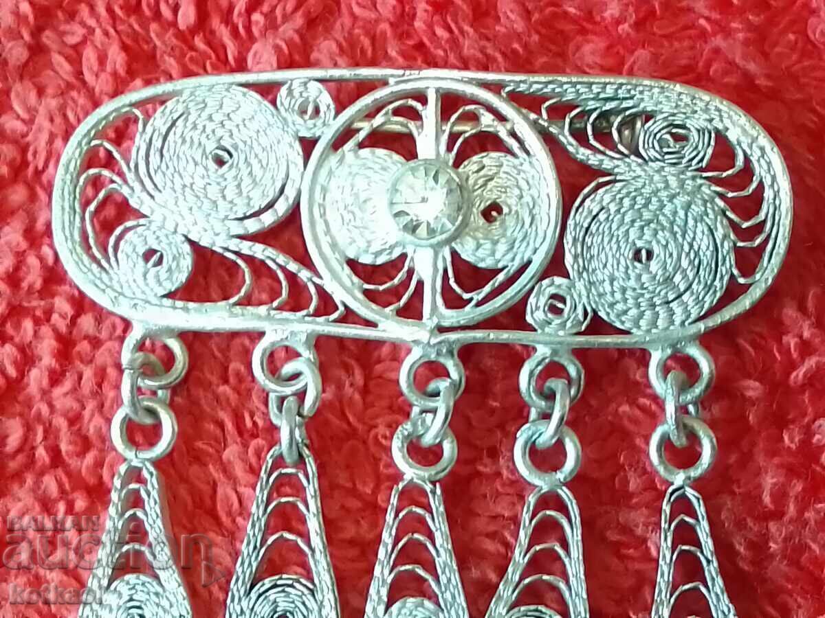 Old silver brooch filigree semi-precious stone - 6 Old silver brooch filigree semi-precious stone - 6