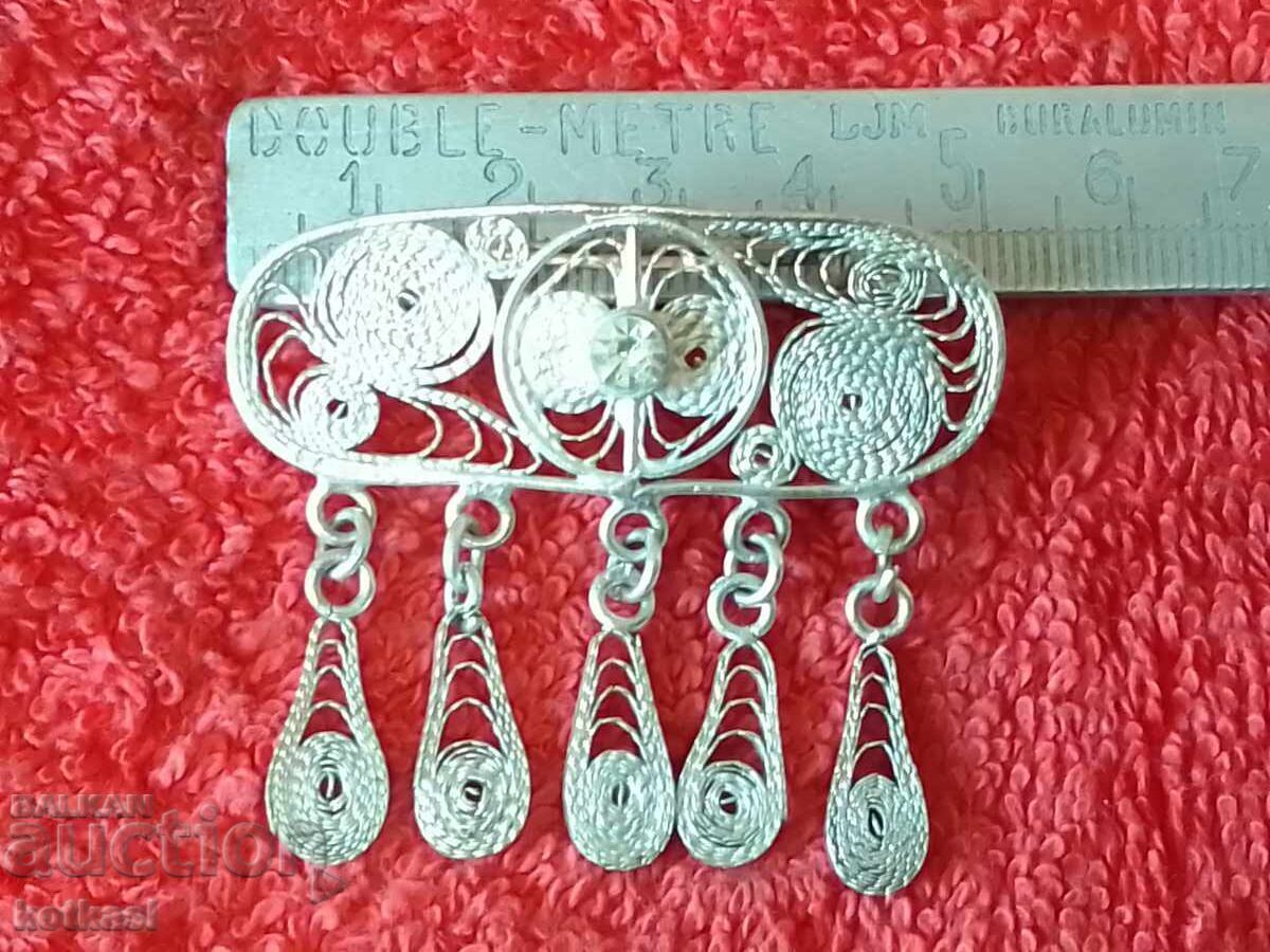 Old silver brooch filigree semi-precious stone Old silver brooch filigree semi-precious stone