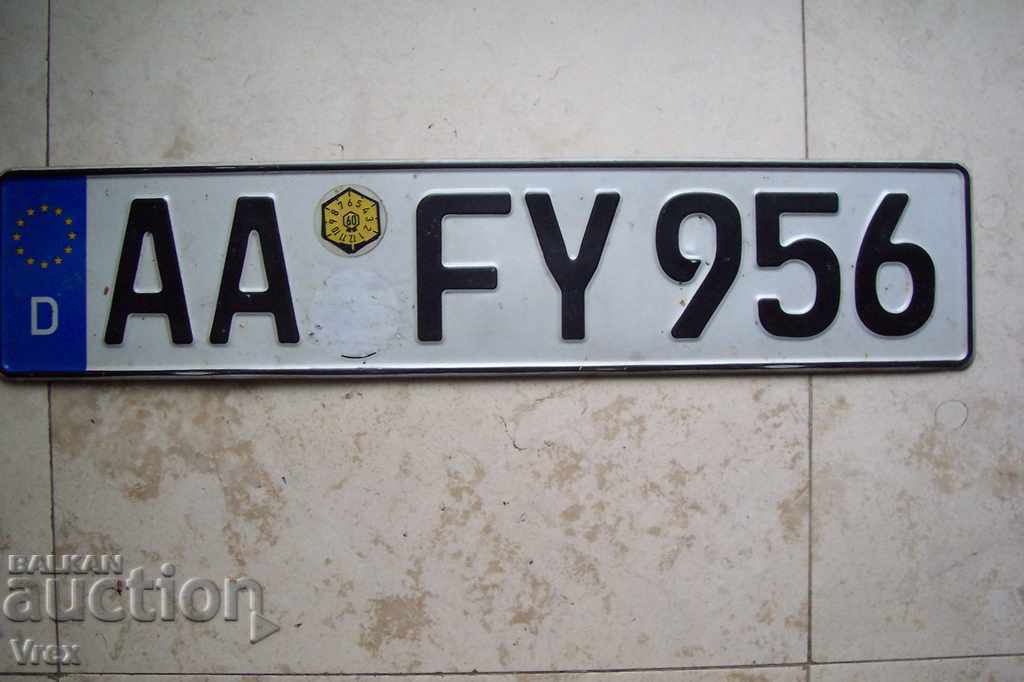 Δημοπρασία Αριθμός μητρώου, πινακίδα