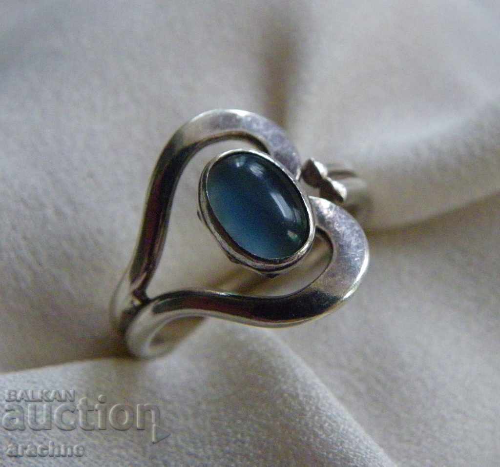 Auction  Silver ring with aquamarine