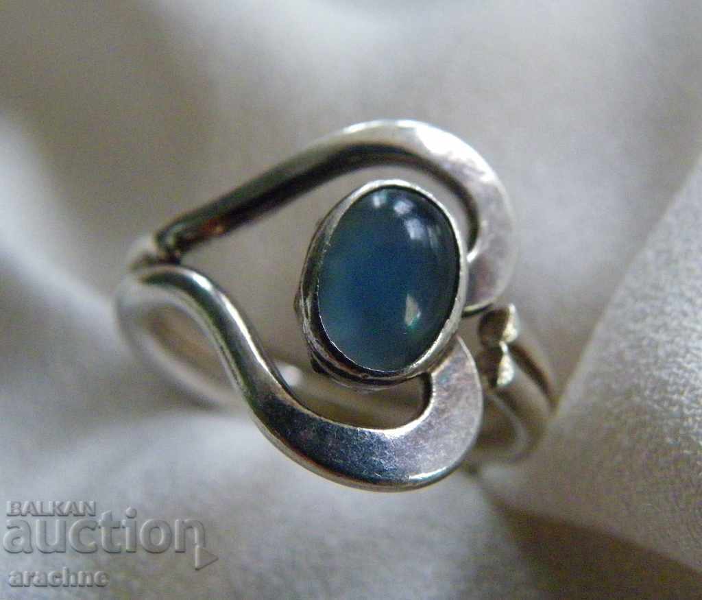 Silver ring with aquamarine - 6