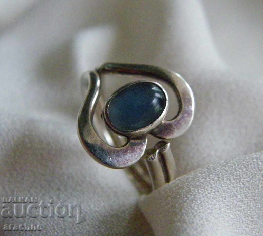 Silver ring with aquamarine - 7