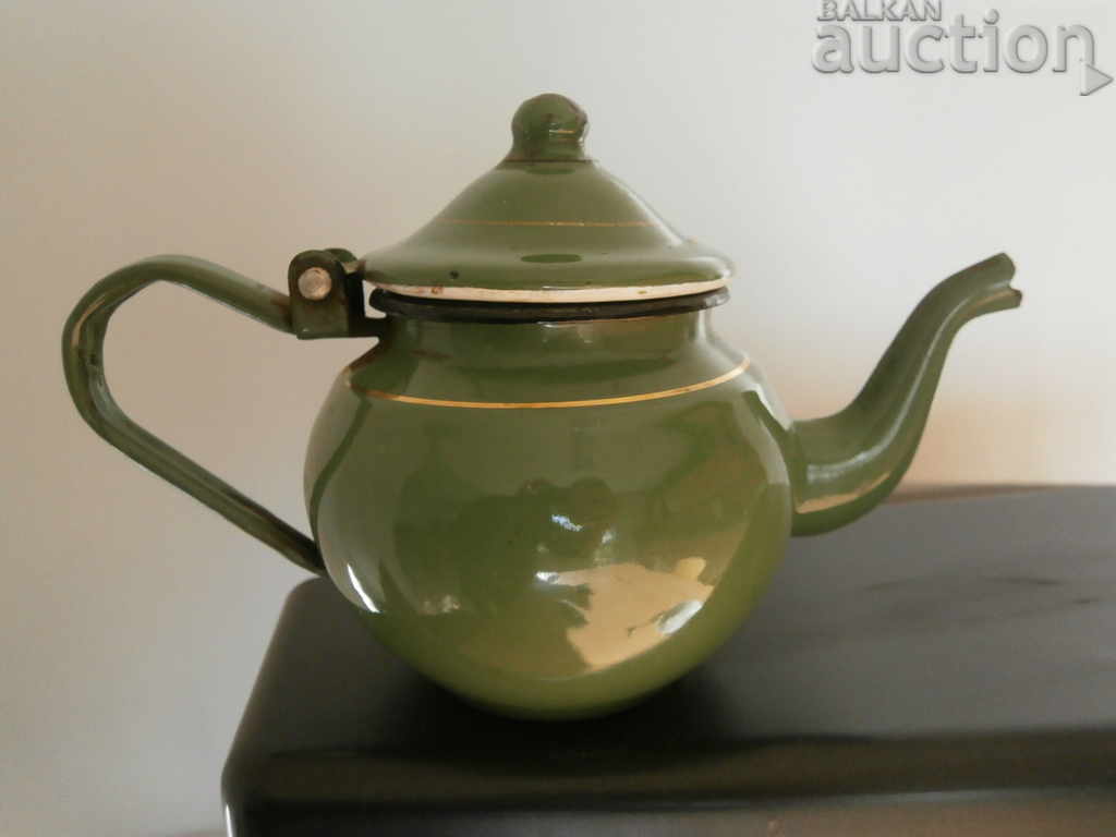Delivery of old vintage retro enamel teapot Delivery of old vintage retro enamel teapot