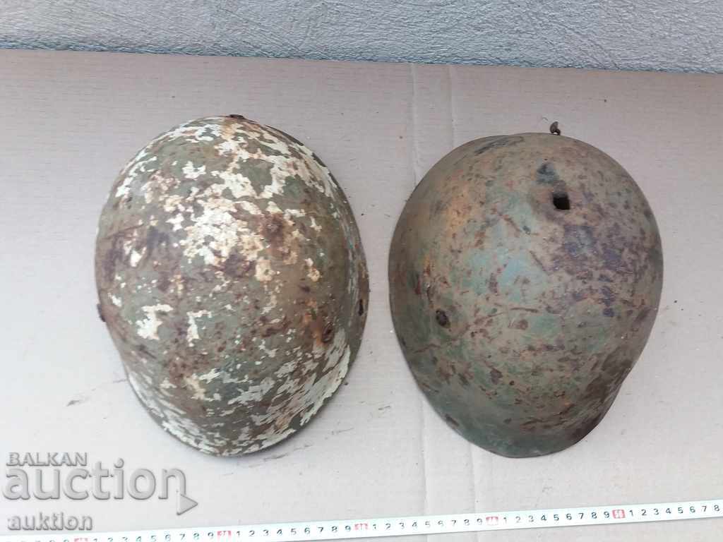 LOT OF TWO MILITARY HELMETS - BA - 6 LOT OF TWO MILITARY HELMETS - BA - 6