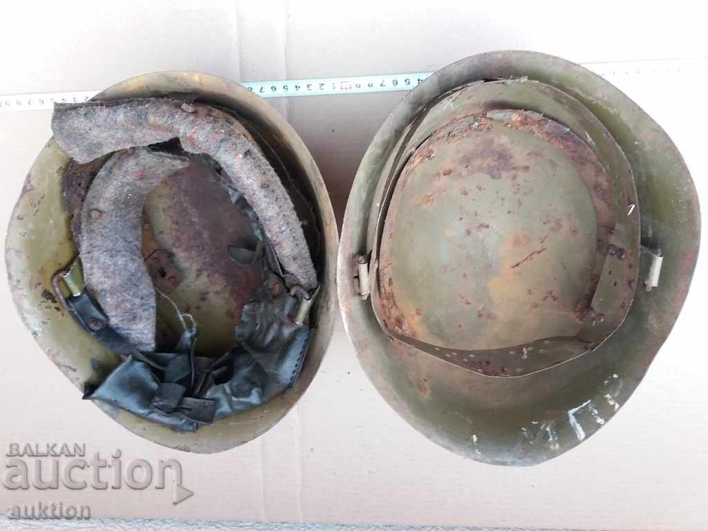 LOT OF TWO MILITARY HELMETS - BA - 7 LOT OF TWO MILITARY HELMETS - BA - 7