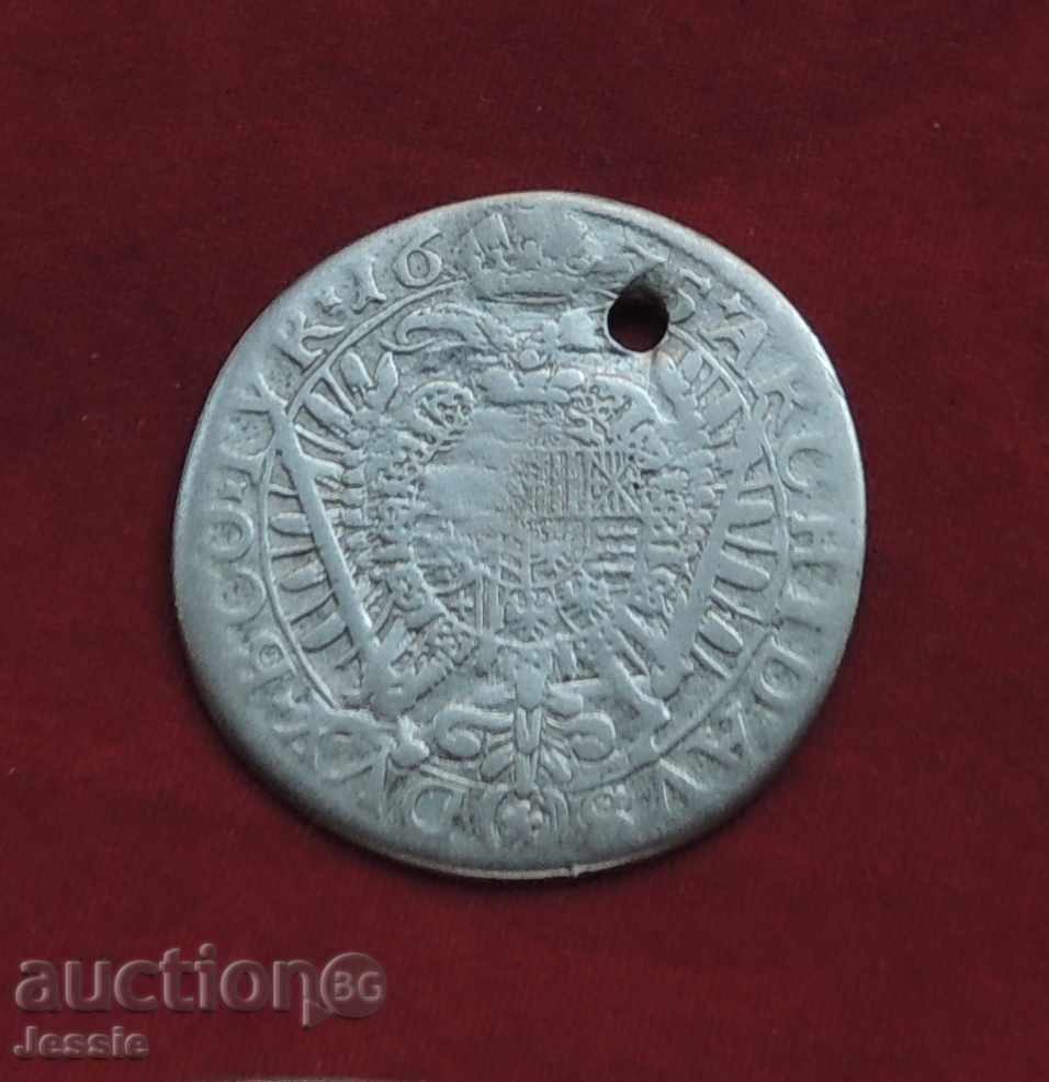 15 Kreuzer Austro-Ungaria 1675 Argint - Leopold I