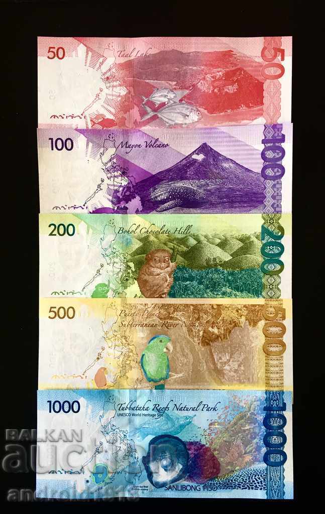 PHILIPPINES 2020 - 5 banknotes full new set, UNC