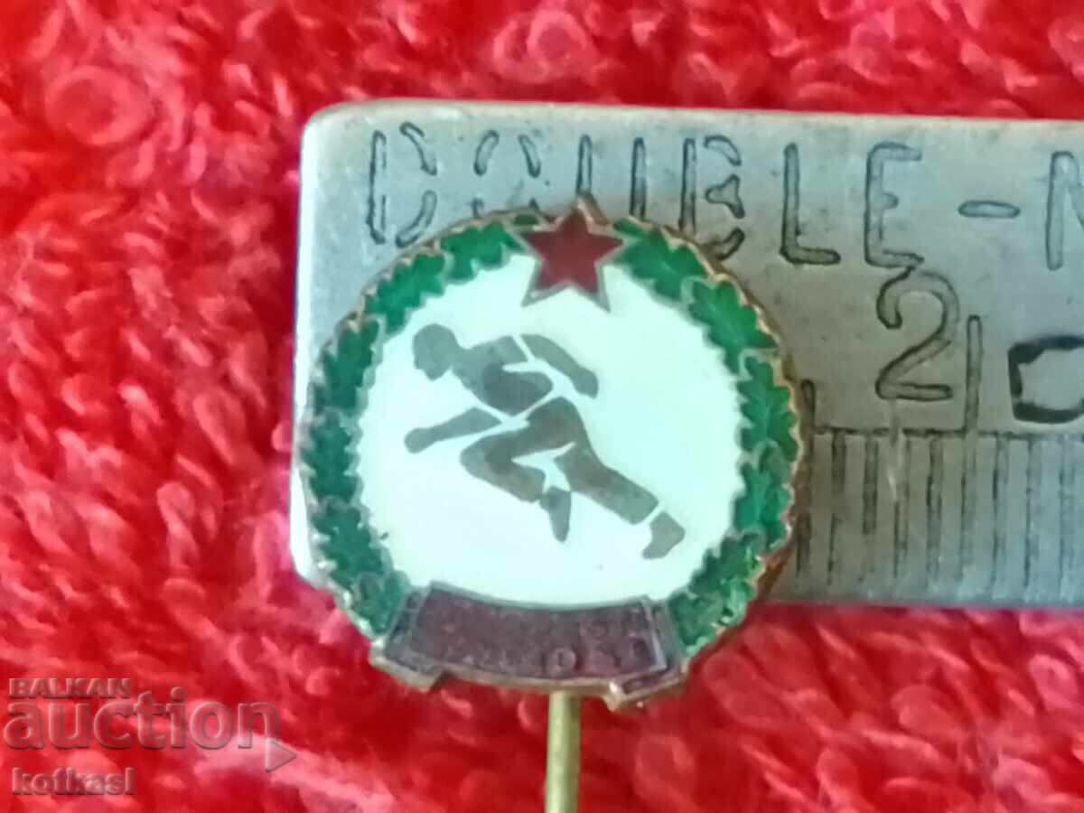 Old sports social badge pin bronze