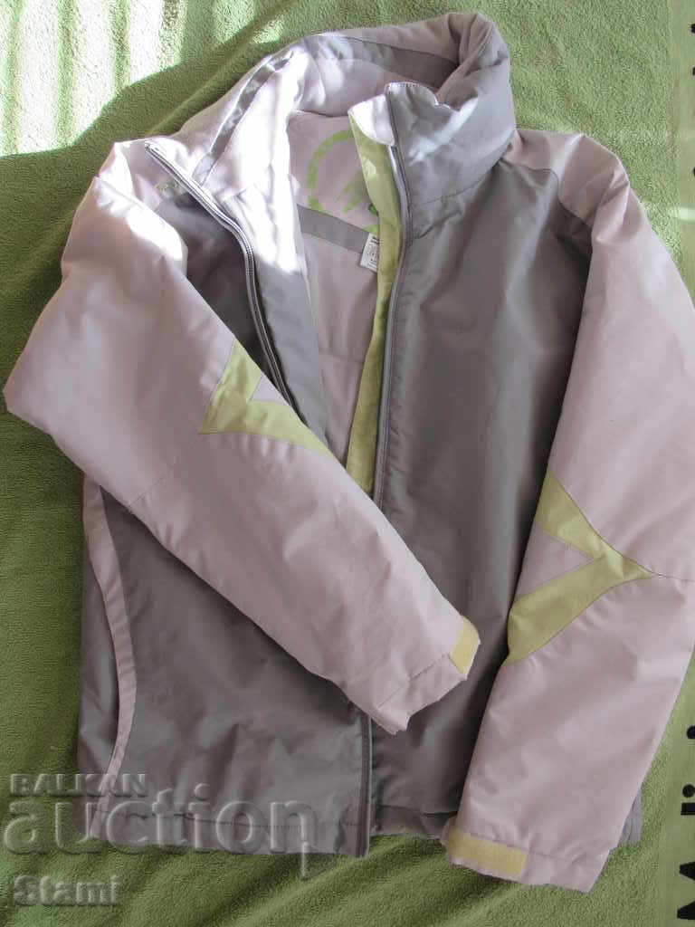 Impregnated women's jacket gray and green DECATHLON size 36