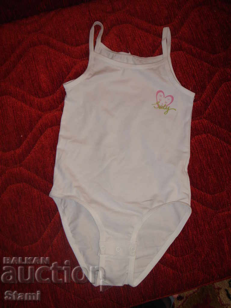 White bodysuit for a girl with straps size 110