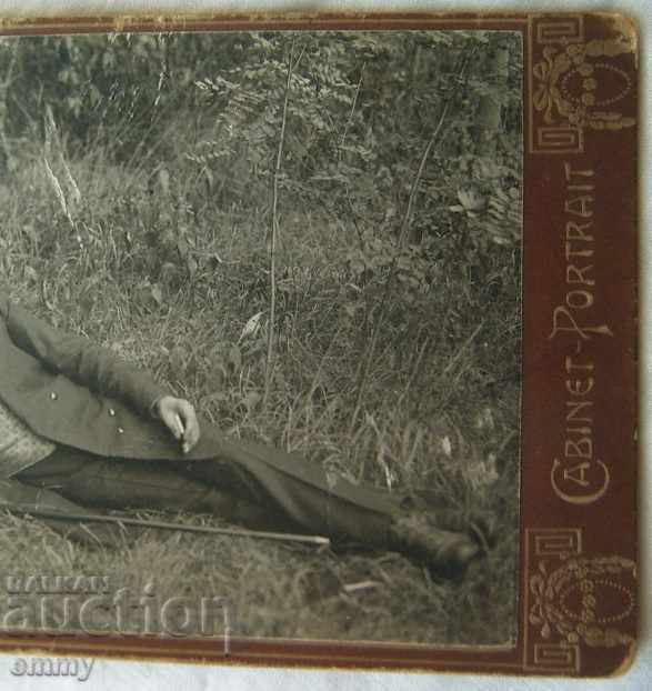 Auction Old photo thick cardboard man with a mustache and a cane Auction Old photo thick cardboard man with a mustache and a cane