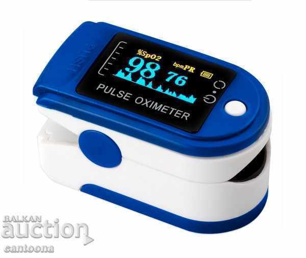 Finger pulse oximeter, measurement of Sp02 and PR / bpm