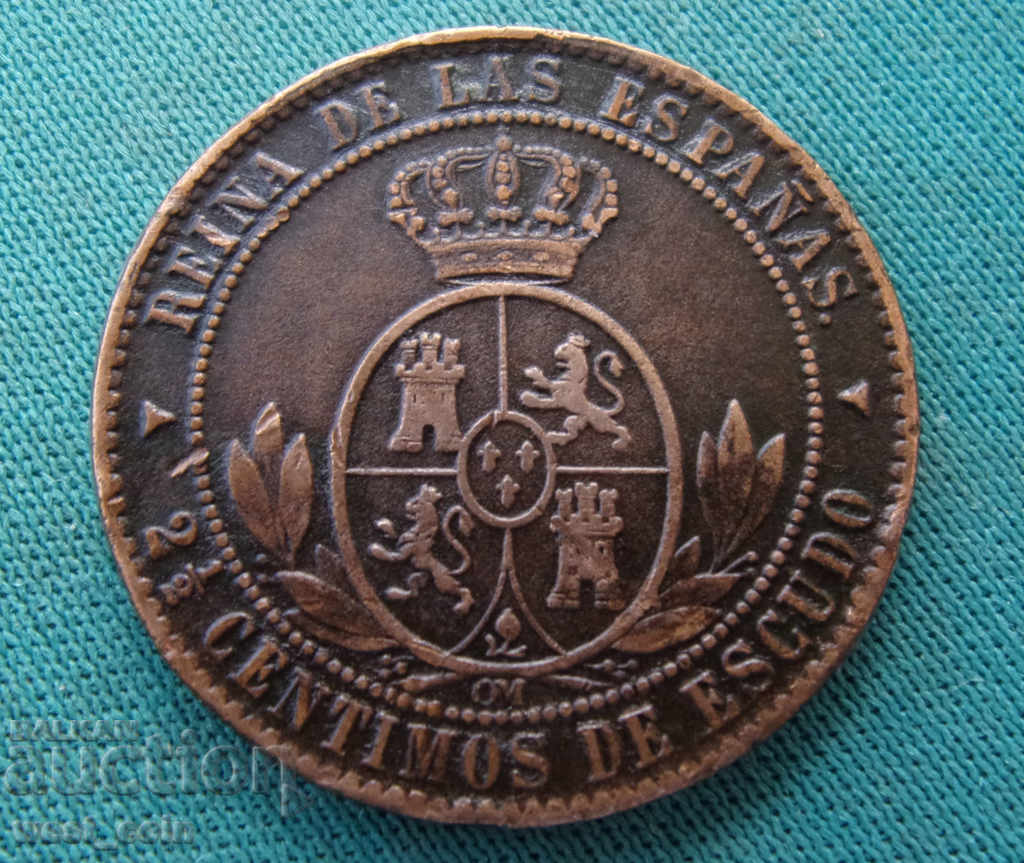 Spain 2½ Centimo 1868 Rare Coin
