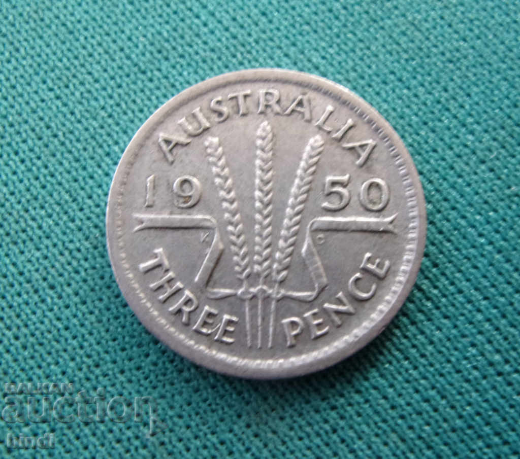 Australia 3 Pence 1950 Rare