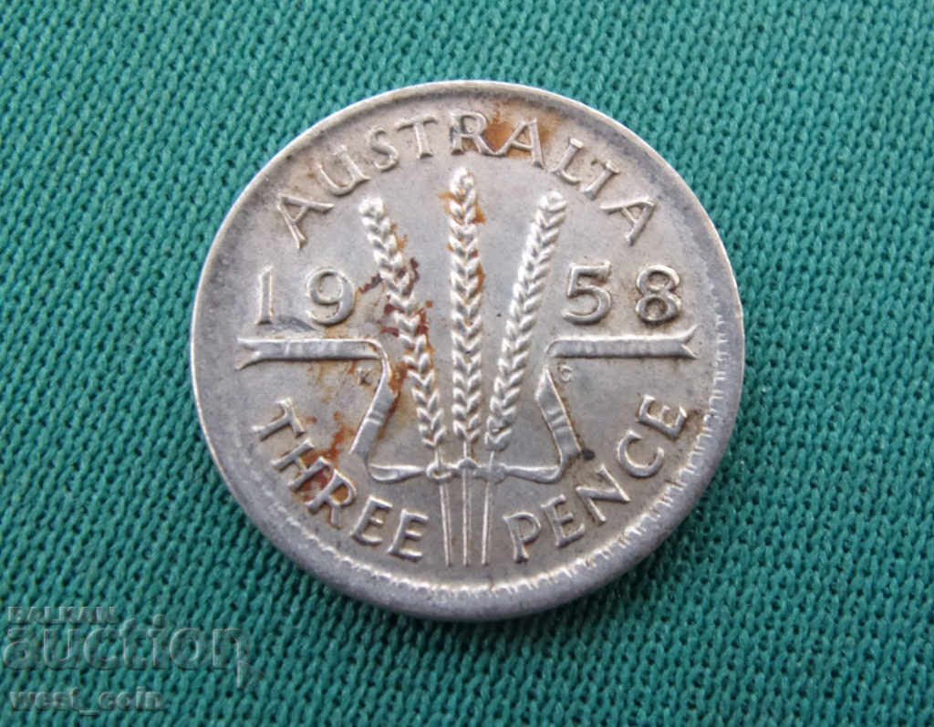 Australia 3 Pence 1958 UNC Rare Coin