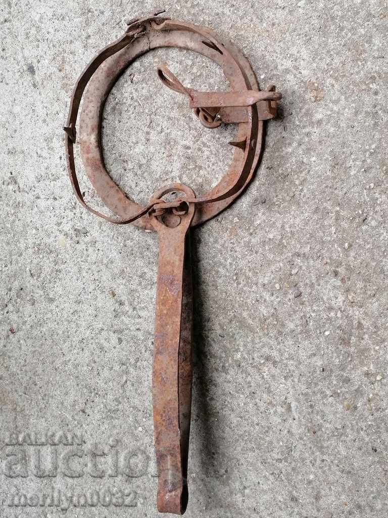 Old hand forged trap, wrought iron - 5