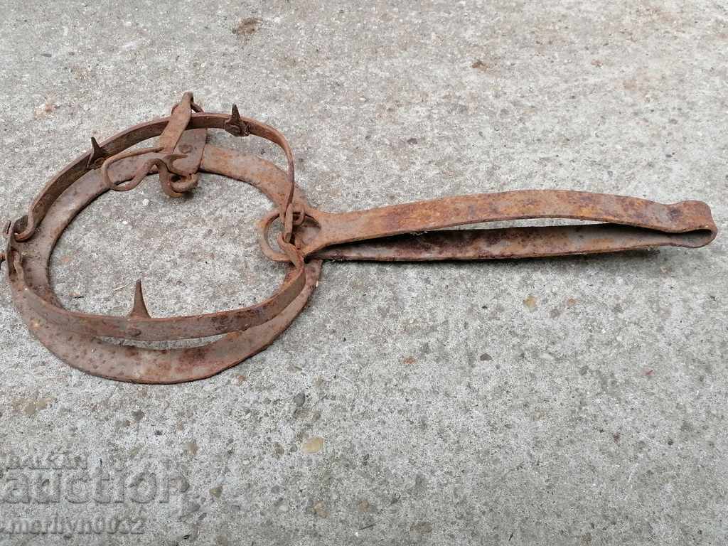 Old hand forged trap, wrought iron - 6
