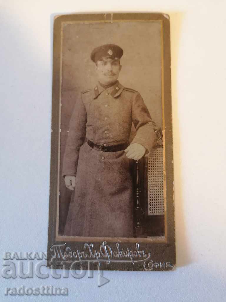 Photo cardboard photo Todor Fakirov Sofia soldier