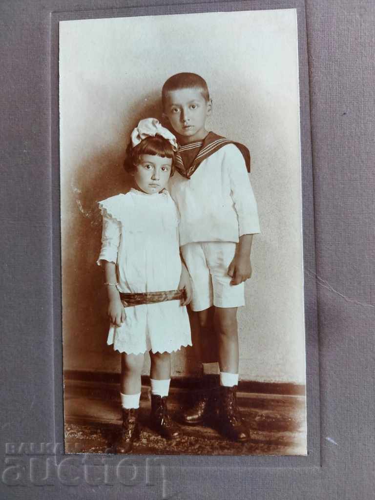 OLD CHILDREN'S PHOTO PHOTO CARDBOARD PORTRAIT